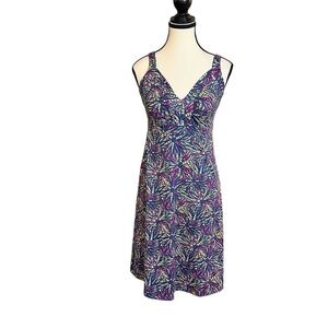 Patagonia Colorful Minette Stretch Sunburst Cutout Racerback Athletic Dress Sz S